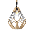 GloboStar® CONICAL 01617 Vintage Κρεμαστό Φωτιστικό Πλέγμα Μονόφωτο 1 x E27 IP20 Μαύρο Μέταλλο με Μπεζ Σχοινί - Μ30 x Π30 x Υ40cm