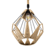 GloboStar® CONICAL 01617 Vintage Κρεμαστό Φωτιστικό Πλέγμα Μονόφωτο 1 x E27 IP20 Μαύρο Μέταλλο με Μπεζ Σχοινί - Μ30 x Π30 x Υ40cm