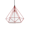 GloboStar® KAIRI 01620 Μοντέρνο Κρεμαστό Φωτιστικό Πλέγμα Μονόφωτο 1 x E27 IP20 Κόκκινο Μέταλλο με Λευκό Ύφασμα - Μ38 x Π38 x Y38cm