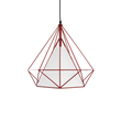 GloboStar® KAIRI 01620 Μοντέρνο Κρεμαστό Φωτιστικό Πλέγμα Μονόφωτο 1 x E27 IP20 Κόκκινο Μέταλλο με Λευκό Ύφασμα - Μ38 x Π38 x Y38cm