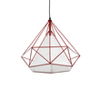 GloboStar® KAIRI 01620 Μοντέρνο Κρεμαστό Φωτιστικό Πλέγμα Μονόφωτο 1 x E27 IP20 Κόκκινο Μέταλλο με Λευκό Ύφασμα - Μ38 x Π38 x Y38cm
