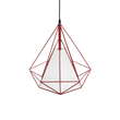 GloboStar® KAIRI 01620 Μοντέρνο Κρεμαστό Φωτιστικό Πλέγμα Μονόφωτο 1 x E27 IP20 Κόκκινο Μέταλλο με Λευκό Ύφασμα - Μ38 x Π38 x Y38cm