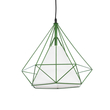 GloboStar® KAIRI 01622 Μοντέρνο Κρεμαστό Φωτιστικό Πλέγμα Μονόφωτο 1 x E27 IP20 Πράσινο Μέταλλο με Λευκό Ύφασμα - Μ38 x Π38 x Y38cm