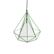 GloboStar® KAIRI 01622 Μοντέρνο Κρεμαστό Φωτιστικό Πλέγμα Μονόφωτο 1 x E27 IP20 Πράσινο Μέταλλο με Λευκό Ύφασμα - Μ38 x Π38 x Y38cm