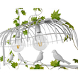 GloboStar® NEST 01644 Vintage Κρεμαστό Φωτιστικό Φιγούρα Δίφωτο 2 x E27 IP20 Λευκό Μέταλλο με Πράσινο Πλαστικό - Μ73.6 x Π37.5 x Y38cm