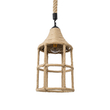 GloboStar® YUBA 01612 Boho Κρεμαστό Φωτιστικό Πλέγμα Μονόφωτο 1 x E27 IP20 Μπεζ Σχοινί - Μ22 x Π22 x Y40cm