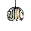 GloboStar® CARTER 00960 Μοντέρνο Κρεμαστό Φωτιστικό Πλέγμα Μονόφωτο 1 x E27 IP20 Μαύρο Μέταλλο με Μπεζ Σχοινί - Μ28 x Π28 x Υ23cm