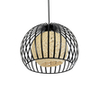 GloboStar® CARTER 00960 Μοντέρνο Κρεμαστό Φωτιστικό Πλέγμα Μονόφωτο 1 x E27 IP20 Μαύρο Μέταλλο με Μπεζ Σχοινί - Μ28 x Π28 x Υ23cm