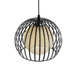 GloboStar® CARTER 00960 Μοντέρνο Κρεμαστό Φωτιστικό Πλέγμα Μονόφωτο 1 x E27 IP20 Μαύρο Μέταλλο με Μπεζ Σχοινί - Μ28 x Π28 x Υ23cm