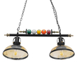 GloboStar® BILLIARD 00972 Vintage Κρεμαστό Φωτιστικό Καμπάνα Δίφωτο 2 x E27 IP20 Mαύρο Μέταλλο με Μελί Γυαλί - Μ71 x Π25 x Υ30cm