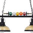 GloboStar® BILLIARD 00972 Vintage Κρεμαστό Φωτιστικό Καμπάνα Δίφωτο 2 x E27 IP20 Mαύρο Μέταλλο με Μελί Γυαλί - Μ71 x Π25 x Υ30cm