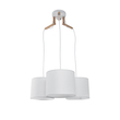 GloboStar® RAMSON 01526 Μοντέρνο Κρεμαστό Φωτιστικό Καπέλο Τρίφωτο 3 x E27 IP20 Λευκό Ύφασμα με Μπεζ Ξύλο - Μ65 x Π65 x Υ20cm