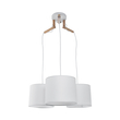 GloboStar® RAMSON 01526 Μοντέρνο Κρεμαστό Φωτιστικό Καπέλο Τρίφωτο 3 x E27 IP20 Λευκό Ύφασμα με Μπεζ Ξύλο - Μ65 x Π65 x Υ20cm