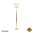 GloboStar® VERSAILLES 01541 Μοντέρνο Επιδαπέδιο Φωτιστικό Μονόφωτο 1 x E27 IP20 Χρυσό Αλουμίνιο, Λευκό Γυαλί με Γκρι Μάρμαρο - Μ25 x Π25 x Υ150cm