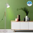 GloboStar® RIBBON 01586 Μοντέρνο Επιδαπέδιο Φωτιστικό Μονόφωτο 1 x E27 IP20 Λευκό Μέταλλο με Μπεζ Ξύλο - Μ13 x Π13 x Υ164cm
