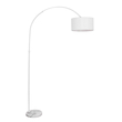 GloboStar® IMPERIAL 01588 Μοντέρνο Επιδαπέδιο Φωτιστικό Μονόφωτο 1 x E27 IP20 Λευκό Μέταλλο, Λευκό Ύφασμα με Γκρι Μάρμαρο - Μ34 x Π34 x Υ172cm