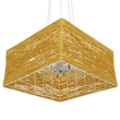 GloboStar® INCASS 01629 Vintage Κρεμαστό Φωτιστικό Ανάρτηση Πολύφωτο 5 x E27 IP20 Μπεζ Rattan - Μ40 x Π40 x Υ22.5cm