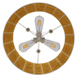 GloboStar® INCASS 01630 Vintage Κρεμαστό Φωτιστικό Καπέλο Τρίφωτο 3 x E27 IP20 Μπεζ Rattan - Μ40 x Π40 x Υ22cm