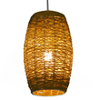 GloboStar® INCASS 01631 Vintage Κρεμαστό Φωτιστικό Ανάρτηση Μονόφωτο 1 x E27 IP20 Μπεζ Rattan - Μ15 x Π15 x Υ25cm