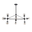 GloboStar® SENTINEL 01636 Μοντέρνο Φωτιστικό Οροφής Πλέγμα Πολύφωτο 10 x E27 IP20 Μαύρο Μέταλλο με μελί Γυαλί - Μ105 x Π80 x Υ90cm