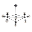 GloboStar® SENTINEL 01636 Μοντέρνο Φωτιστικό Οροφής Πλέγμα Πολύφωτο 10 x E27 IP20 Μαύρο Μέταλλο με μελί Γυαλί - Μ105 x Π80 x Υ90cm