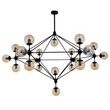 GloboStar® SENTINEL 01638 Μοντέρνο Φωτιστικό Οροφής Πλέγμα Πολύφωτο 21 x E27 IP20 Μαύρο Μέταλλο με μελί Γυαλί - Μ170 x Π170 x Υ136cm