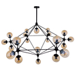 GloboStar® SENTINEL 01638 Μοντέρνο Φωτιστικό Οροφής Πλέγμα Πολύφωτο 21 x E27 IP20 Μαύρο Μέταλλο με μελί Γυαλί - Μ170 x Π170 x Υ136cm