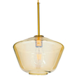 GloboStar® AMARIS 00870 Μοντέρνο Κρεμαστό Φωτιστικό Ανάρτηση Μονόφωτο 1 x E27 IP20 Μελί Γυαλί με Χρυσό Μέταλλο - Μ30 x Π30 x Y22cm