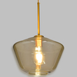 GloboStar® AMARIS 00870 Μοντέρνο Κρεμαστό Φωτιστικό Ανάρτηση Μονόφωτο 1 x E27 IP20 Μελί Γυαλί με Χρυσό Μέταλλο - Μ30 x Π30 x Y22cm