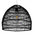 GloboStar® MALIBU 00969 Boho Κρεμαστό Φωτιστικό Πλέγμα Μονόφωτο 1 x E27 IP20 Μαύρο Ξύλο - Μ40 x Π40 x Υ35cm