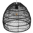 GloboStar® MALIBU 00969 Boho Κρεμαστό Φωτιστικό Πλέγμα Μονόφωτο 1 x E27 IP20 Μαύρο Ξύλο - Μ40 x Π40 x Υ35cm