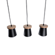 GloboStar® LANA 01425 Μοντέρνο Κρεμαστό Φωτιστικό Κύλινδρος Τρίφωτο 3 x E27 IP20 Μαύρο Μέταλλο με Καρυδί Ξύλο - Μ60 x Π13 x Υ18cm