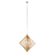 GloboStar® OCTAVE 01431 Μοντέρνο Κρεμαστό Φωτιστικό Οροφής Μονόφωτο 1 x E27 IP20 Μπεζ Ξύλο - Μ64 x Π64 x Y66cm