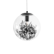 GloboStar® HARPER 01512 Μοντέρνο Κρεμαστό Φωτιστικό Μπάλα Μονόφωτο 1 x E27 IP20 Διάφανο Γυαλί με Μαύρο Μέταλλο - Μ25 x Π25 x Υ30cm