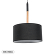 GloboStar® BRONX 01517 Μοντέρνο Κρεμαστό Φωτιστικό Καπέλο Μονόφωτο 1 x E27 IP20 Μαύρο Ύφασμα με Μπεζ Ξύλο - Μ35 x Π35 x Υ50cm