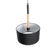 GloboStar® BRONX 01517 Μοντέρνο Κρεμαστό Φωτιστικό Καπέλο Μονόφωτο 1 x E27 IP20 Μαύρο Ύφασμα με Μπεζ Ξύλο - Μ35 x Π35 x Υ50cm