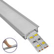 GloboStar® RECESS-PROFILE 70811-1M Προφίλ Αλουμινίου - Βάση & Ψύκτρα Ταινίας LED με Λευκό Γαλακτερό Κάλυμμα - Χωνευτή Χρήση - Πατητό Κάλυμμα - Ασημί - 1 Μέτρο - Μ100 x Π3 x Υ1.1cm