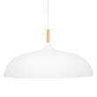 GloboStar® VALLETE 00837 Μοντέρνο Κρεμαστό Φωτιστικό Καμπάνα Μονόφωτο 1 x E27 IP20 Λευκό Μέταλλο με Μπεζ Ξύλο - Μ60 x Π60 x Υ35cm