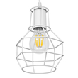 GloboStar® CAGE 00867 Vintage Κρεμαστό Φωτιστικό Πλέγμα Μονόφωτο 1 x E27 IP20 Λευκό Μέταλλο - Μ15 x Π15 x Υ22cm