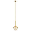 GloboStar® AMARIS 00869 Μοντέρνο Κρεμαστό Φωτιστικό Ανάρτηση Μονόφωτο 1 x E27 IP20 Μελί Γυαλί με Χρυσό Μέταλλο - Μ22 x Π22 x Y22cm
