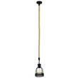 GloboStar® MASON 00881 Vintage Κρεμαστό Φωτιστικό Ανάρτηση Μονόφωτο 1 x E27 IP20 Μαύρο Μέταλλο με Μπεζ Σχοινί - Μ15 x Π15 x Υ24cm