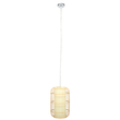 GloboStar® HIBISCUS 00893 Boho Κρεμαστό Φωτιστικό Ανάρτηση Μονόφωτο 1 x E27 IP20 Μπεζ Ξύλο - Μ25 x Π25 x Υ42cm