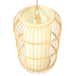 GloboStar® HIBISCUS 00893 Boho Κρεμαστό Φωτιστικό Ανάρτηση Μονόφωτο 1 x E27 IP20 Μπεζ Ξύλο - Μ25 x Π25 x Υ42cm