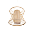 GloboStar® HIBISCUS 01632 Boho Κρεμαστό Φωτιστικό Καπέλο Μονόφωτο 1 x E27 IP20 Μπεζ Ξύλο - Μ35 x Π35 x Y30cm