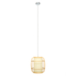 GloboStar® HIBISCUS 01633 Boho Κρεμαστό Φωτιστικό Ανάρτηση Μονόφωτο 1 x E27 IP20 Μπεζ Ξύλο - Μ26 x Π26 x Y32cm