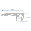 GloboStar® STAIR-PROFILE 70823-2M Προφίλ Αλουμινίου - Βάση & Ψύκτρα Ταινίας LED με Λευκό Γαλακτερό Κάλυμμα - Χρήση σε Σκαλοπάτια - Πατητό Κάλυμμα - Ασημί - 2 Μέτρα - Μ200 x Π6 x Υ2.1cm
