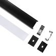 GloboStar® SURFACE-PROFILE 70825-3M Προφίλ Αλουμινίου - Βάση & Ψύκτρα Ταινίας LED με Λευκό Γαλακτερό Κάλυμμα - Επιφανειακή Χρήση - Πατητό Κάλυμμα - Μαύρο - 3 Μέτρα - Πακέτο 5 Τεμαχίων - Μ300 x Π3 x Υ2cm