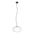 GloboStar® FREYA 00747 Μοντέρνο Κρεμαστό Φωτιστικό Ανάρτηση Μονόφωτο 1 x E27 IP20 Λευκό Γυαλί με Ασημί Μέταλλο - Μ34 x Π34 x Υ23cm