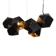 GloboStar® WELLES Replica 00797 Μοντέρνο Κρεμαστό Φωτιστικό Ανάρτηση Πολύφωτο 6 x E14 IP20 Μαύρο & Χρυσό Μέταλλο - Μ98 x Π32 x Υ30cm