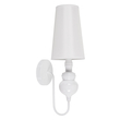 GloboStar® LAURA 01499 Μοντέρνο Επιτοίχιο Φωτιστικό Απλίκα Μονόφωτο 1 x E27 IP20 Λευκό Μέταλλο με Λευκό Ύφασμα - Μ21 x Π15 x Y48cm